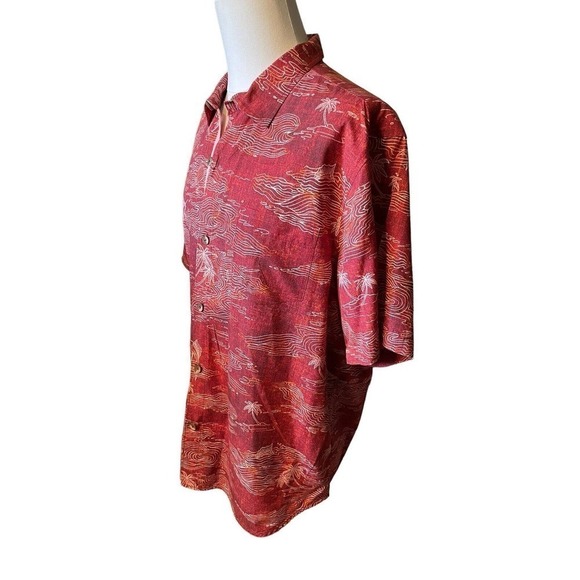Tommy Bahama Hawaiian Camp Shirt 2XL Red Swordfish Palm Trees Silk Blend Coastal - Picture 4 of 10
